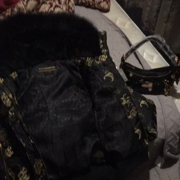 One black jacket w/all gold RW sown on all over the outside in gold cursive - Picture 3 of 6